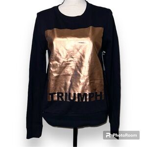 FOREVER 21 CONTEMPORARY medium long-sleeve black rose gold athletic top TRIUMPH